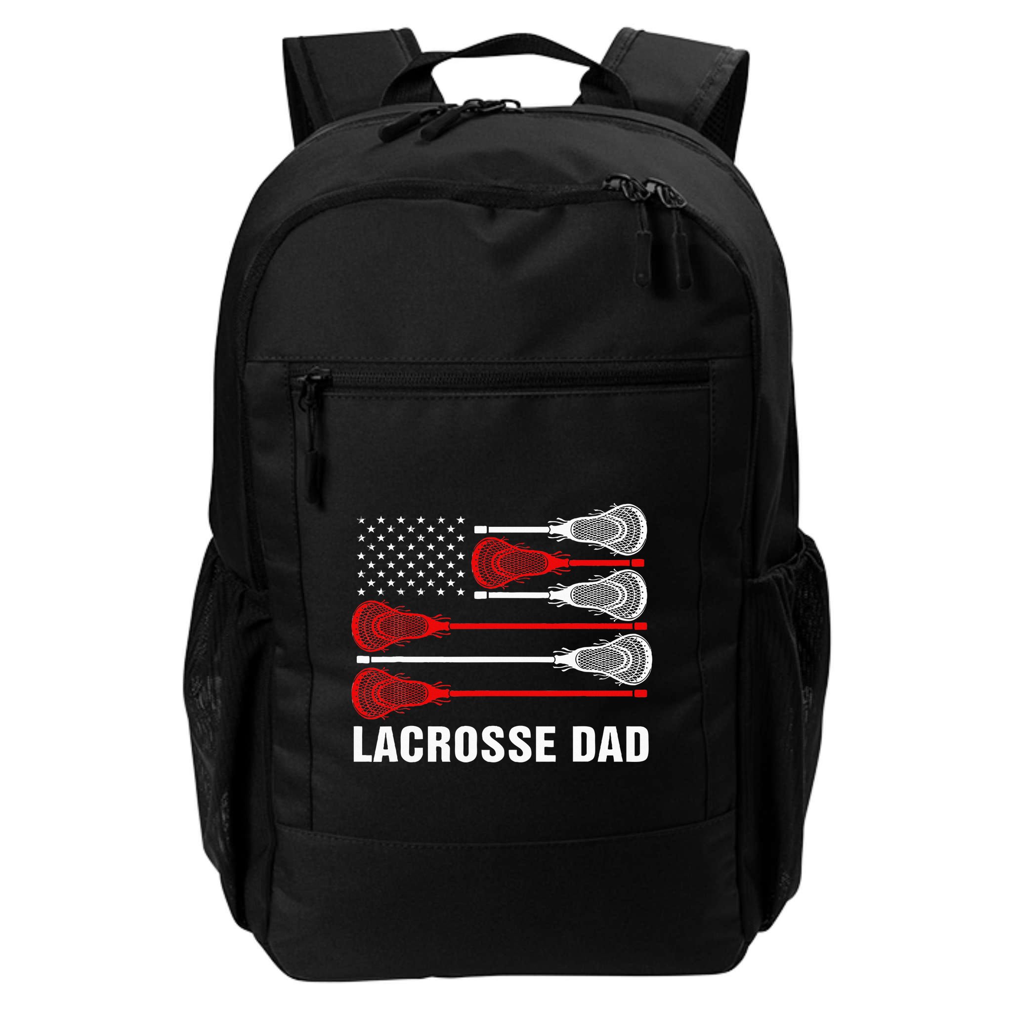 Vintage Lacrosse Dad Lax Dad Usa Flag Patriotic Backpack