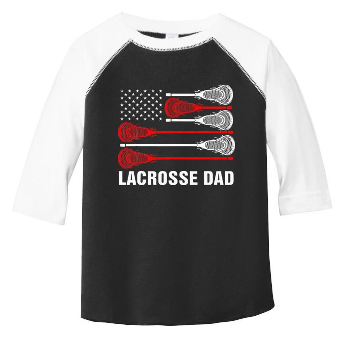 Vintage Lacrosse Dad Lax Dad Usa Flag Patriotic Toddler Fine Jersey T-Shirt