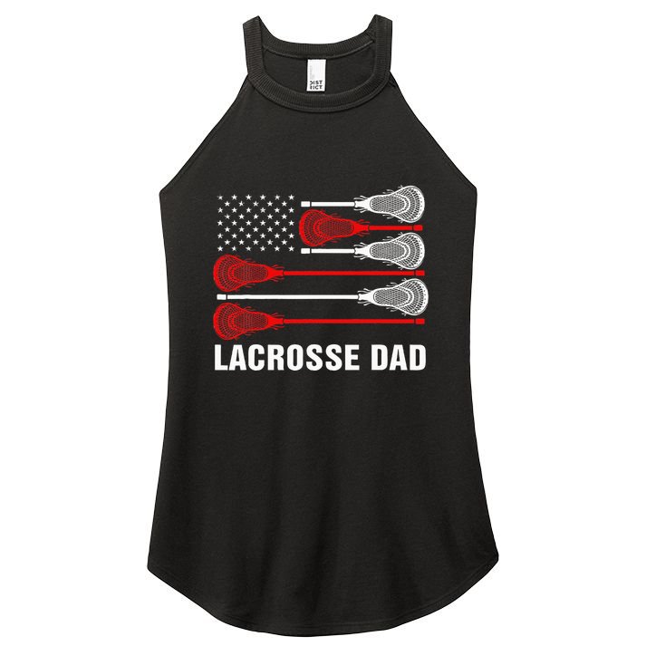 Vintage Lacrosse Dad Lax Dad Usa Flag Patriotic Women's Perfect Tri Rocker Tank
