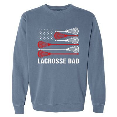 Vintage Lacrosse Dad Lax Dad Usa Flag Patriotic Garment-Dyed Sweatshirt