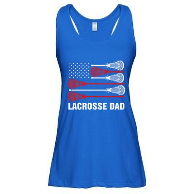 Vintage Lacrosse Dad Lax Dad Usa Flag Patriotic Ladies Essential Flowy Tank