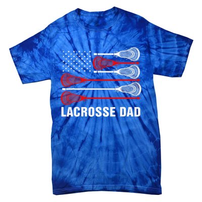 Vintage Lacrosse Dad Lax Dad Usa Flag Patriotic Tie-Dye T-Shirt