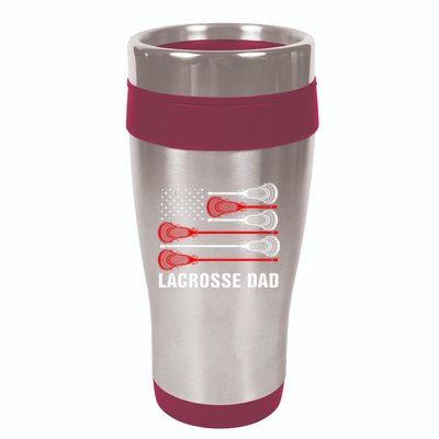 Vintage Lacrosse Dad Lax Dad Usa Flag Patriotic 16oz Travel Tumbler