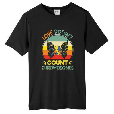 Vinatge Love Doesn’t Count Chromosomes For Down Syndrome Tall Fusion ChromaSoft Performance T-Shirt