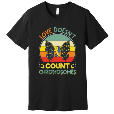 Vinatge Love Doesn’t Count Chromosomes For Down Syndrome Premium T-Shirt