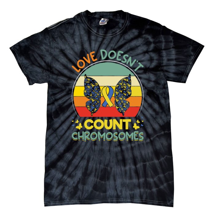 Vinatge Love Doesn’t Count Chromosomes For Down Syndrome Tie-Dye T-Shirt