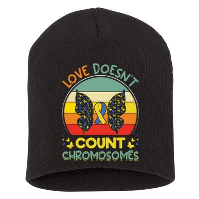 Vinatge Love Doesn’t Count Chromosomes For Down Syndrome Short Acrylic Beanie