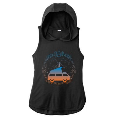 Van Life Design Vanagon Van Bus Dipper Campfire Camping Ladies PosiCharge Tri-Blend Wicking Draft Hoodie Tank