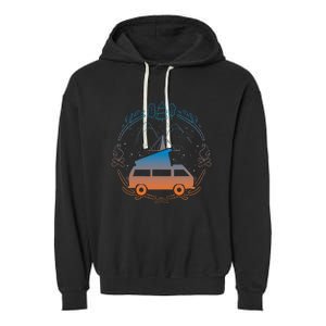 Van Life Design Vanagon Van Bus Dipper Campfire Camping Garment-Dyed Fleece Hoodie