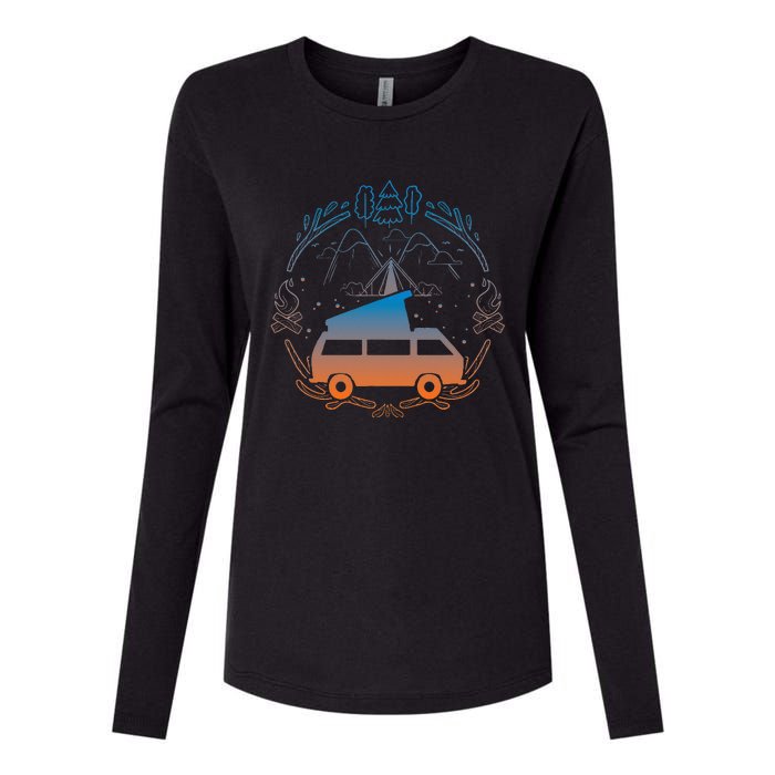 Van Life Design Vanagon Van Bus Dipper Campfire Camping Womens Cotton Relaxed Long Sleeve T-Shirt