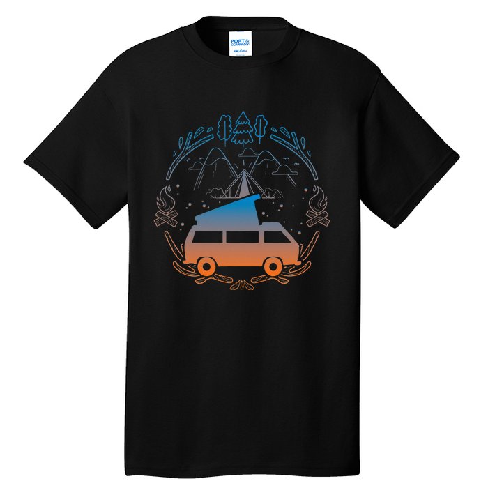 Van Life Design Vanagon Van Bus Dipper Campfire Camping Tall T-Shirt