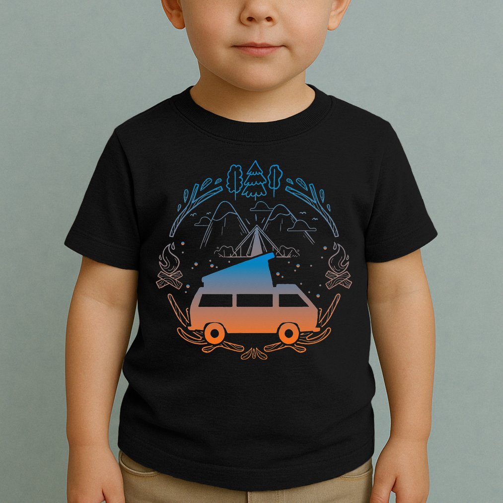 Van Life Design Vanagon Van Bus Dipper Campfire Camping Toddler T-Shirt