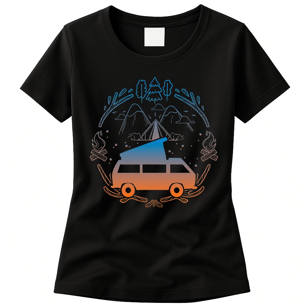Van Life Design Vanagon Van Bus Dipper Campfire Camping Womens T-Shirt