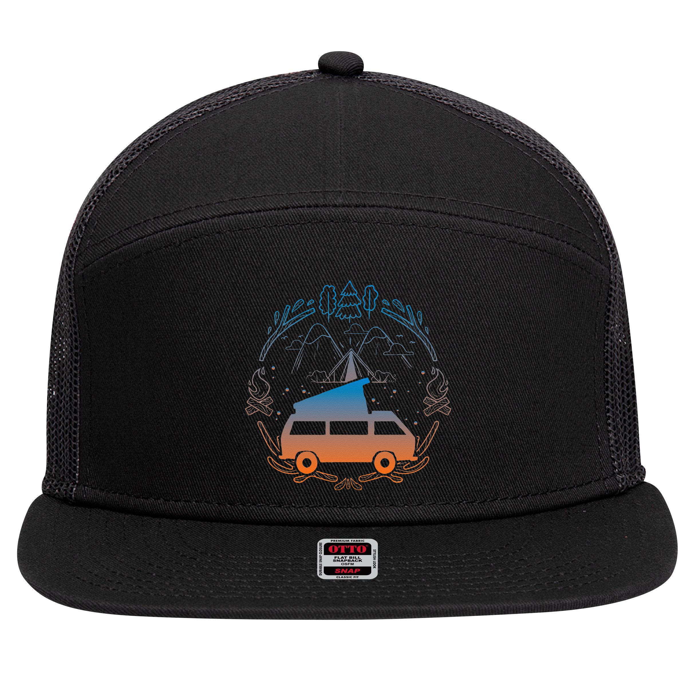 Van Life Design Vanagon Van Bus Dipper Campfire Camping 7 Panel Mesh Trucker Snapback Hat
