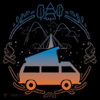 Van Life Design Vanagon Van Bus Dipper Campfire Camping Tall T-Shirt