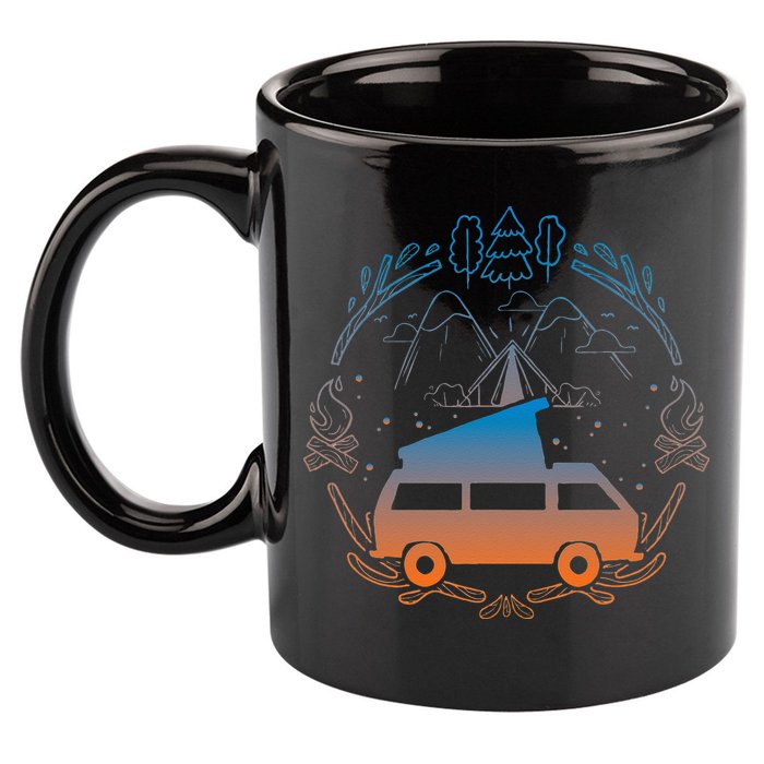 Van Life Design Vanagon Van Bus Dipper Campfire Camping 11oz C Handle Ceramic Mug