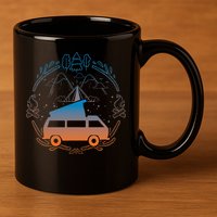 Van Life Design Vanagon Van Bus Dipper Campfire Camping 11oz C Handle Ceramic Mug