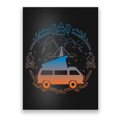 Van Life Design Vanagon Van Bus Dipper Campfire Camping Poster