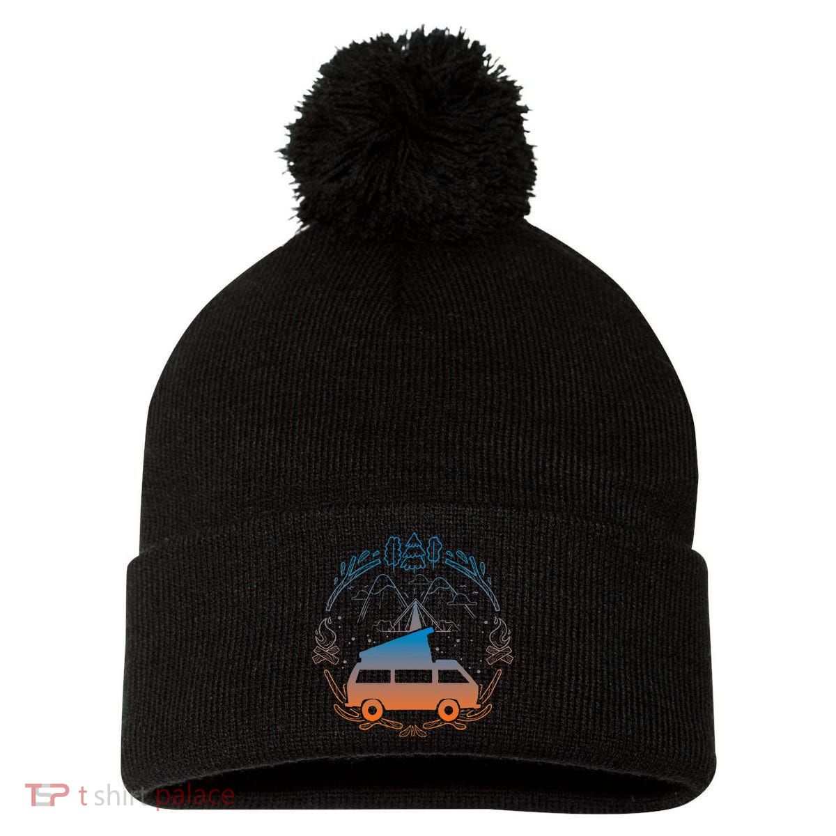Van Life Design Vanagon Van Bus Dipper Campfire Camping Pom Pom 12in Knit Beanie