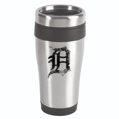 Vintage Letter D Detroit Michigan 313 Area Code Black 16oz Travel Tumbler