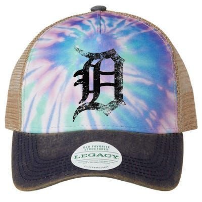 Vintage Letter D Detroit Michigan 313 Area Code Black Legacy Tie Dye Trucker Hat