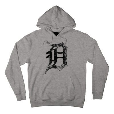 Vintage Letter D Detroit Michigan 313 Area Code Black Tall Hoodie