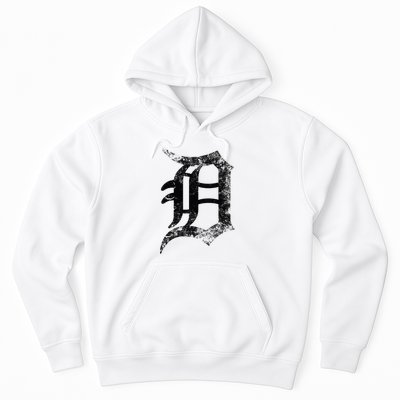 Vintage Letter D Detroit Michigan 313 Area Code Black Hoodie