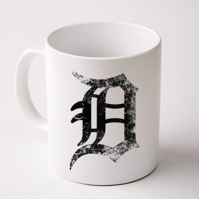 Vintage Letter D Detroit Michigan 313 Area Code Black Mug
