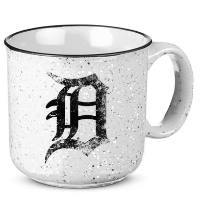 Vintage Letter D Detroit Michigan 313 Area Code Black 15oz Campfire Ceramic Mug