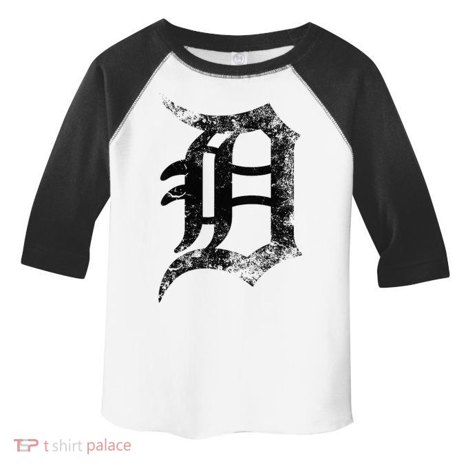 Vintage Letter D Detroit Michigan 313 Area Code Black Toddler Fine Jersey T-Shirt