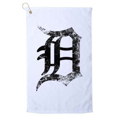 Vintage Letter D Detroit Michigan 313 Area Code Black Golf Towel