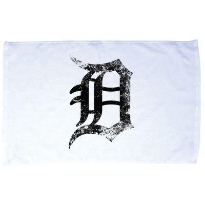 Vintage Letter D Detroit Michigan 313 Area Code Black Microfiber Hand Towel