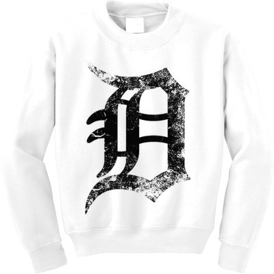 Vintage Letter D Detroit Michigan 313 Area Code Black Kids Sweatshirt