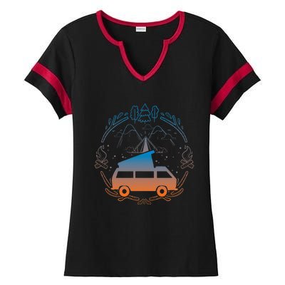 Van Life Design Vanagon Van Bus Dipper Campfire Ladies Halftime Notch Neck Tee