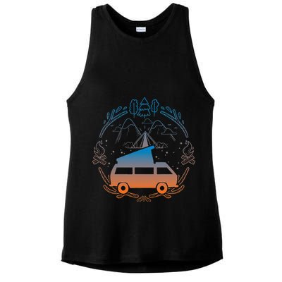 Van Life Design Vanagon Van Bus Dipper Campfire Ladies PosiCharge Tri-Blend Wicking Tank