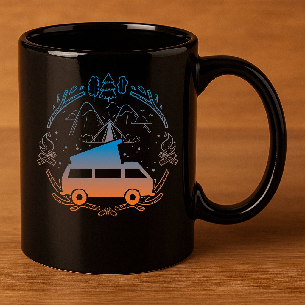 Van Life Design Vanagon Van Bus Dipper Campfire 11oz C Handle Ceramic Mug