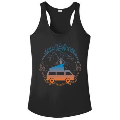 Van Life Design Vanagon Van Bus Dipper Campfire Ladies PosiCharge Competitor Racerback Tank