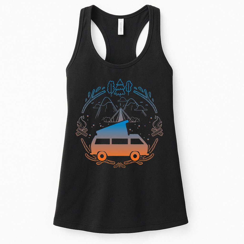 Van Life Design Vanagon Van Bus Dipper Campfire Womens Tank Top