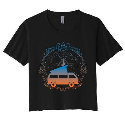 Van Life Design Vanagon Van Bus Dipper Campfire Women's Crop Top Tee