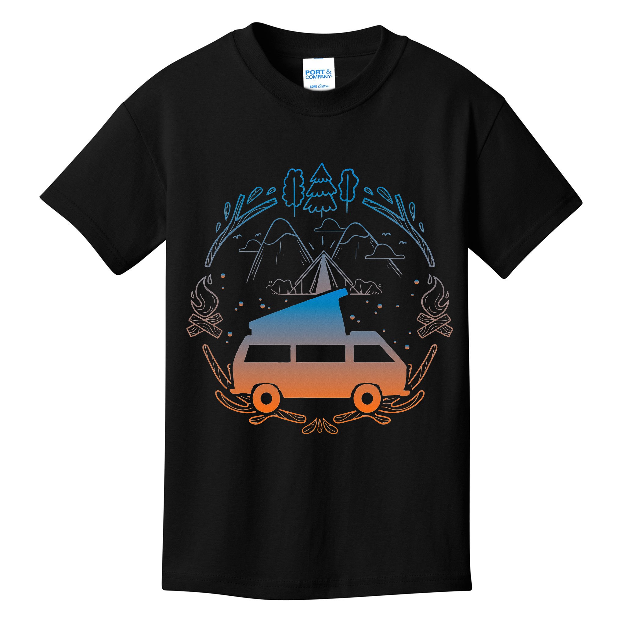Van Life Design Vanagon Van Bus Dipper Campfire Kids T-Shirt