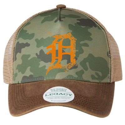 Vintage Letter D Detroit Michigan 313 Area Code Orange Legacy Tie Dye Trucker Hat