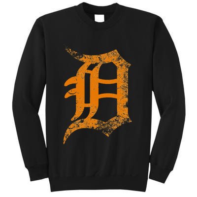 Vintage Letter D Detroit Michigan 313 Area Code Orange Sweatshirt