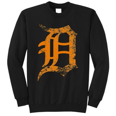 Vintage Letter D Detroit Michigan 313 Area Code Orange Sweatshirt