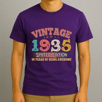 Vintage Limited Edition 1935 90 Years Of Being Awesome Birthday T-Shirt