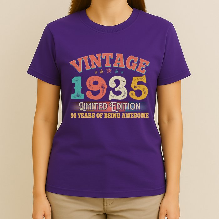 Vintage Limited Edition 1935 90 Years Of Being Awesome Birthday T-Shirt