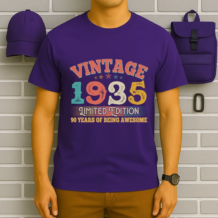 Vintage Limited Edition 1935 90 Years Of Being Awesome Birthday T-Shirt