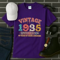 Vintage Limited Edition 1935 90 Years Of Being Awesome Birthday Tall T-Shirt