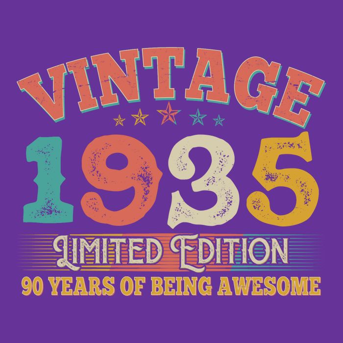 Vintage Limited Edition 1935 90 Years Of Being Awesome Birthday Button