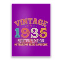 Vintage Limited Edition 1935 90 Years Of Being Awesome Birthday Poster