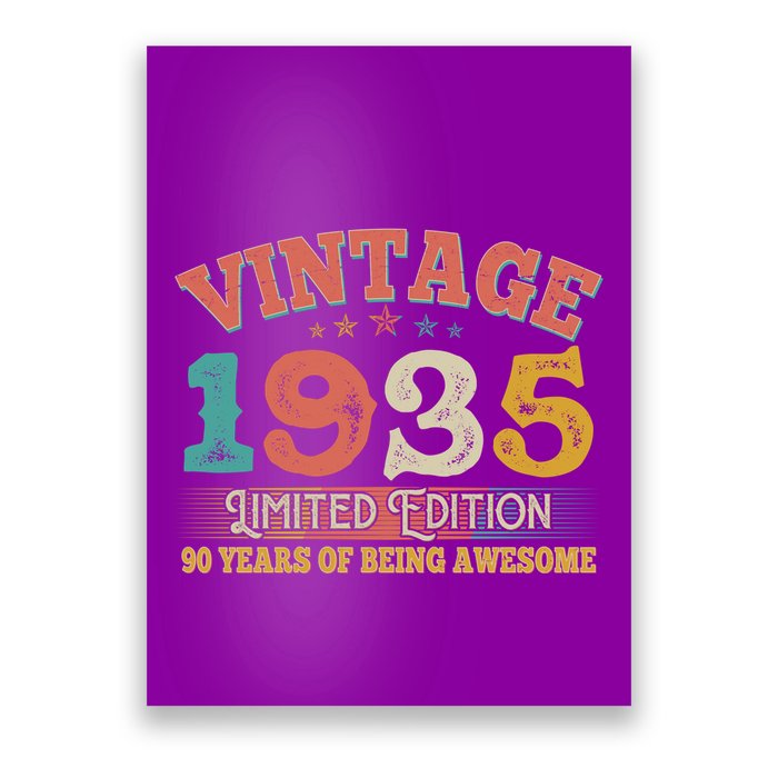 Vintage Limited Edition 1935 90 Years Of Being Awesome Birthday Poster